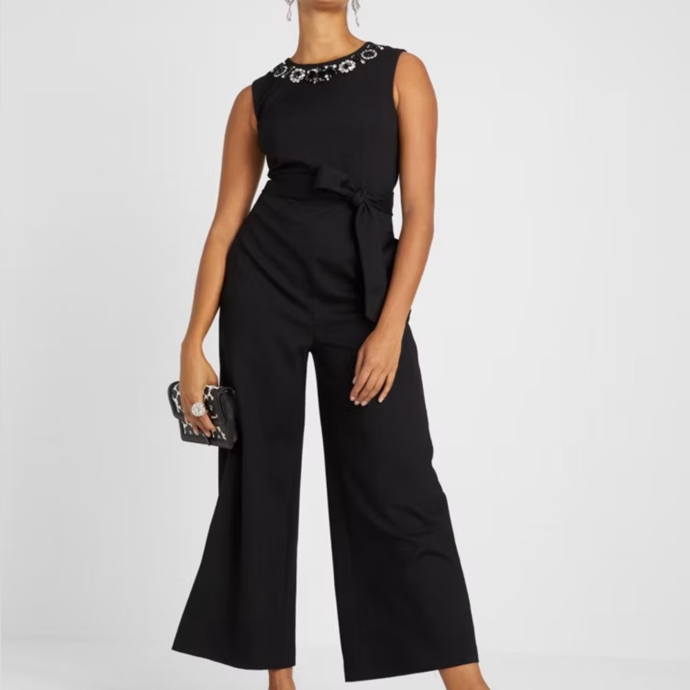 Kate Spade Black Embellished Neck Jumpsuit Size L